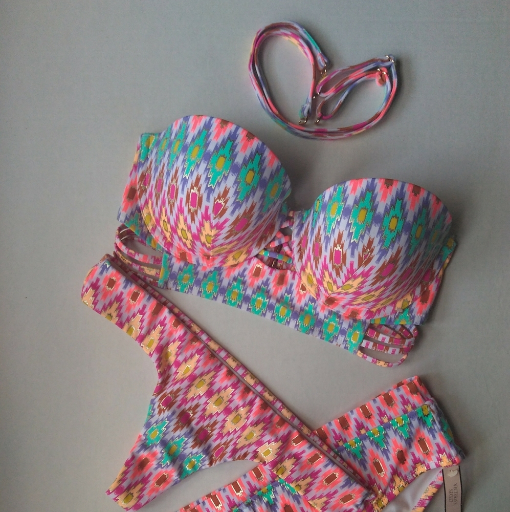 VS Midi Beach Bandeau Cheeky Thong Bikini~Ikat - Picture 5 of 13
